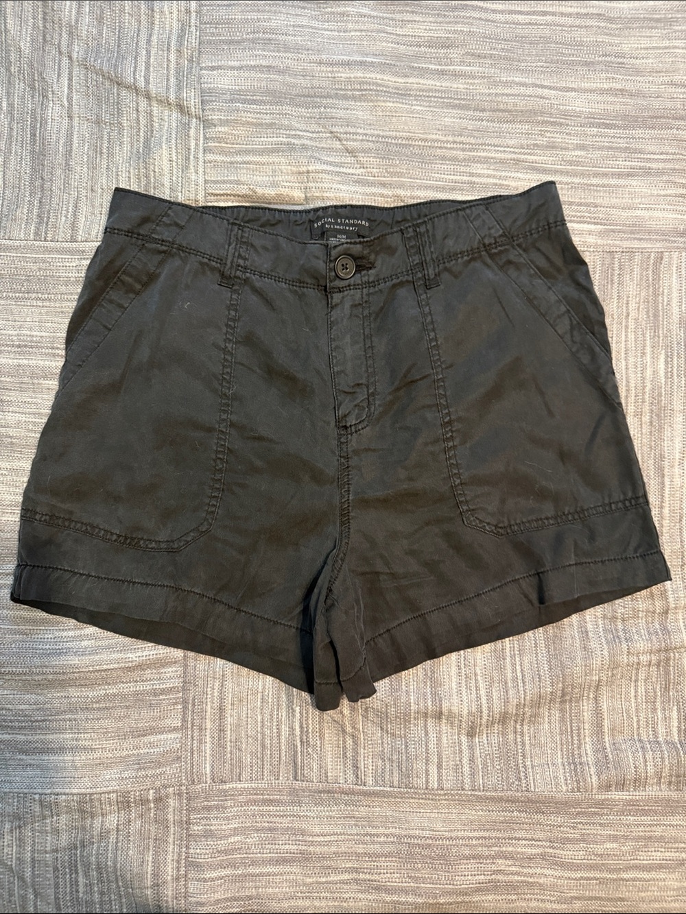 High-Rise Black Women's Utility Shorts